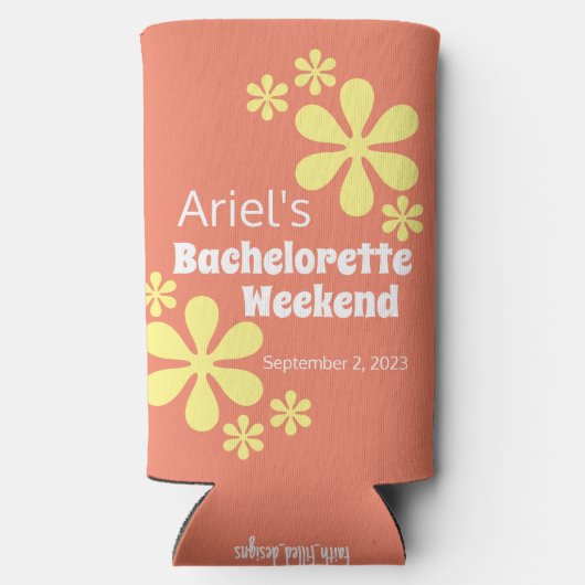 Retro 70s Groovy Bachelorette Favor Seltzer Blikjeskoeler (Achterkant)