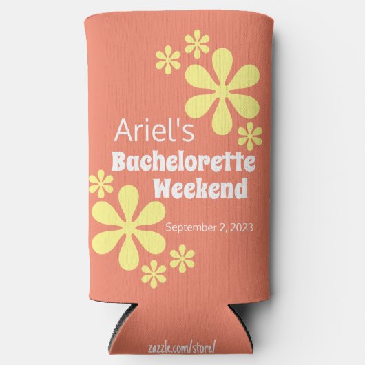 Retro 70s Groovy Bachelorette Favor Seltzer Blikjeskoeler (Voorkant)