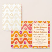 Retro 70s Groovy Bloemige Bruiloft Uitnodiging (Display)