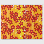 Retro 70's Groovy Bloemmotief Cadeaupapier (Vlak)