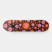 Retro 70s Groovy Bloemstuk Persoonlijk  Skateboard (Horizontaal)
