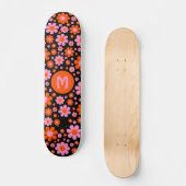 Retro 70s Groovy Bloemstuk Persoonlijk  Skateboard (Voorkant)