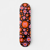 Retro 70s Groovy Bloemstuk Persoonlijk  Skateboard (Voorkant)