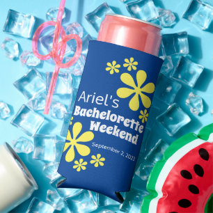 Retro 70s Groovy Blueberry Bachelorette Favor Seltzer Blikjeskoeler