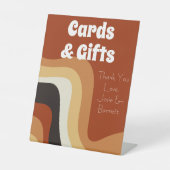 Retro 70s Groovy Boho Wedding Cards en Gifts Reclamebord Met Voetstuk (Voorkant)