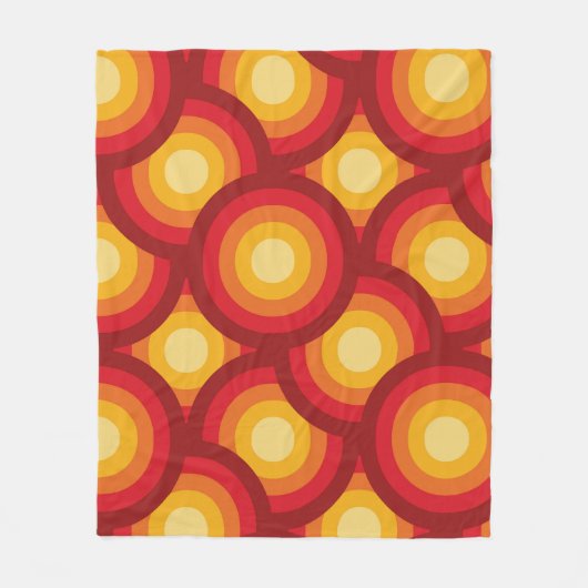 Retro 70s Groovy Circles Patroon Fleece Deken (Voorkant)