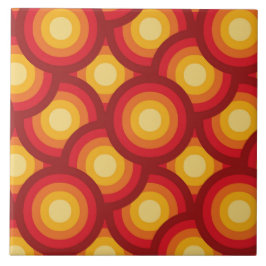Retro 70s Groovy Circles Patroon Tegeltje