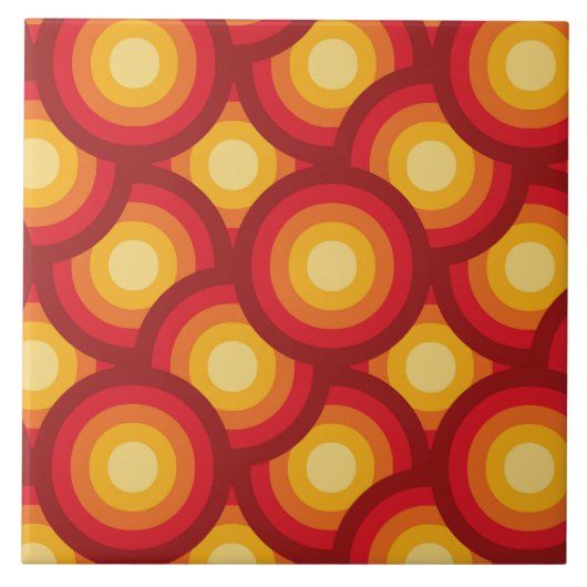 Retro 70s Groovy Circles Patroon Tegeltje (Voorkant)