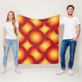 Retro 70s Groovy Cirkels Patroon Fleece Deken