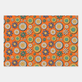 Retro 70s Groovy Daisies Hippie Flower Inpakpapier Vel