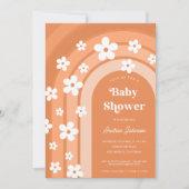 Retro 70s Groovy Daisy Boho Rainbow Baby shower Kaart (Voorkant)