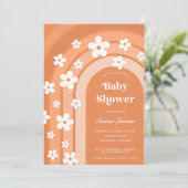 Retro 70s Groovy Daisy Boho Rainbow Baby shower Kaart (Staand voorkant)