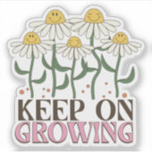 Retro 70s Groovy Daisy Keep On Growing Sticker (Voorkant)