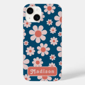 Retro 70s Groovy Daisy Pattern Voeg Naam toe Case-Mate iPhone Case (Achterkant)