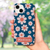 Retro 70s Groovy Daisy Pattern Voeg Naam toe Case-Mate iPhone Case