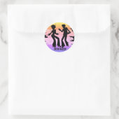 Retro 70s Groovy Disco Dancers Silhouettes Ronde Sticker (Tas)
