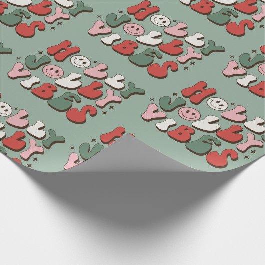 Retro 70s Groovy en Bright Santa Claus Cadeaupapier (Hoek)