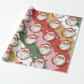 Retro 70s Groovy en Bright Santa Claus Cadeaupapier (Uitgerold)