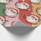 Retro 70s Groovy en Bright Santa Claus Cadeaupapier (Hoek)
