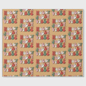 Retro 70s Groovy en Bright Santa Claus Cadeaupapier (Vlak)