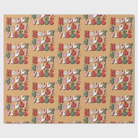 Retro 70s Groovy en Bright Santa Claus Cadeaupapier (Vlak)