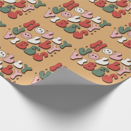 Retro 70s Groovy en Bright Santa Claus Cadeaupapier (Hoek)