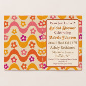 Retro 70s Groovy Floral Bridal Shower Invitation Folie Kaarten (Binnen)