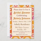 Retro 70s Groovy Floral Bridal Shower Invitation Kaart (Voorkant)