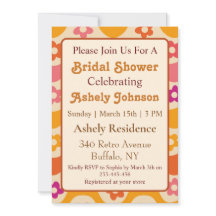 Retro 70s Groovy Floral Bridal Shower Invitation