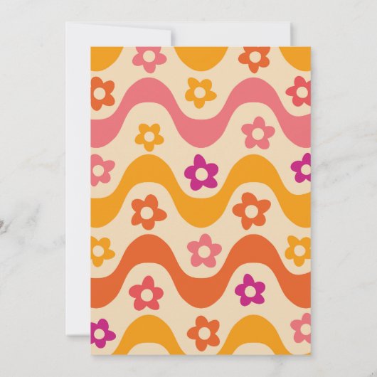 Retro 70s Groovy Floral Bridal Shower Invitation Kaart (Achterkant)