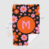 Retro 70s Groovy Floral Golfhanddoek (Insitu)