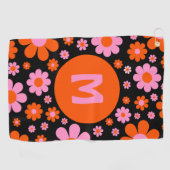 Retro 70s Groovy Floral Golfhanddoek (Horizontaal)