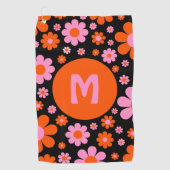 Retro 70s Groovy Floral Golfhanddoek (Voorkant)