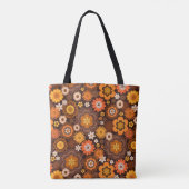 Retro 70s Groovy Floral patroon Tote Bag (Achterkant)