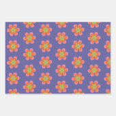 Retro 70s Groovy Flower Pattern in Paars Inpakpapier Vel (Voorkant 3)