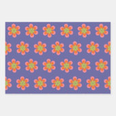 Retro 70s Groovy Flower Pattern in Paars Inpakpapier Vel (Voorkant)