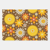 Retro 70s Groovy Flowers with Atomic Starbursts Inpakpapier Vel (Voorkant)