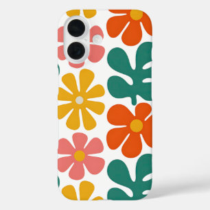 Retro 70s Groovy Folk Art Bloemmotief iPhone 16 Hoesje