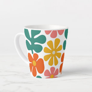 Retro 70s Groovy Folk Art Bloemmotief Latte Mok