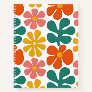 Retro 70s Groovy Folk Art Bloemmotief Notitieboek