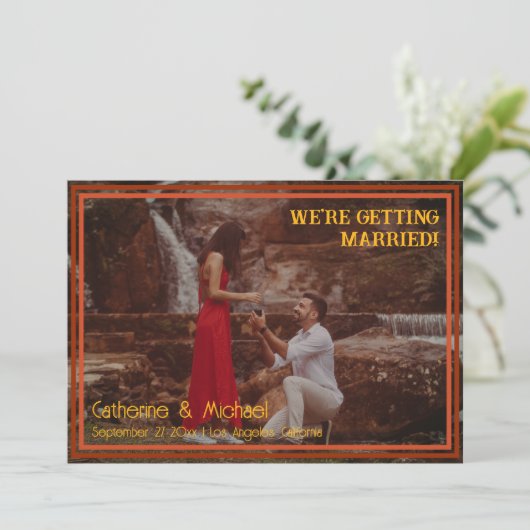 Retro 70's Groovy Foto Save The Date (Staand voorkant)