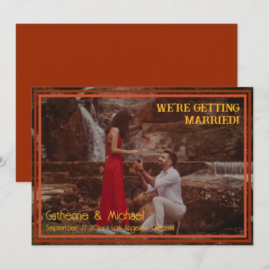 Retro 70's Groovy Foto Save The Date (Voorkant / Achterkant)