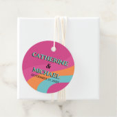 Retro 70s Groovy Fuchsia Fun Wedding Bedankjes Labels (In situ)