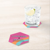 Retro 70s Groovy Fuchsia Fun Wedding Kartonnen Onderzetters (Insitu)