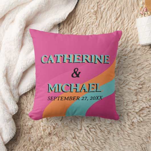 Retro 70s Groovy Fuchsia Fun Wedding Kussen (Deken)