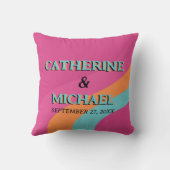 Retro 70s Groovy Fuchsia Fun Wedding Kussen (Achterkant)