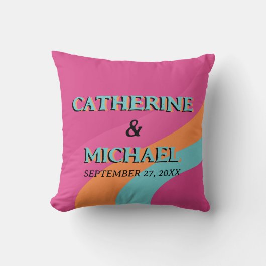 Retro 70s Groovy Fuchsia Fun Wedding Kussen (Voorkant)