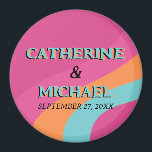 Retro 70s Groovy Fuchsia Fun Wedding Magneet<br><div class="desc">Retro 70s Groovy Fuchsia Fun Wedding design.</div>