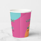 Retro 70s Groovy Fuchsia Fun Wedding Papieren Bekers (Rechts)