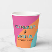 Retro 70s Groovy Fuchsia Fun Wedding Papieren Bekers (Voorkant)